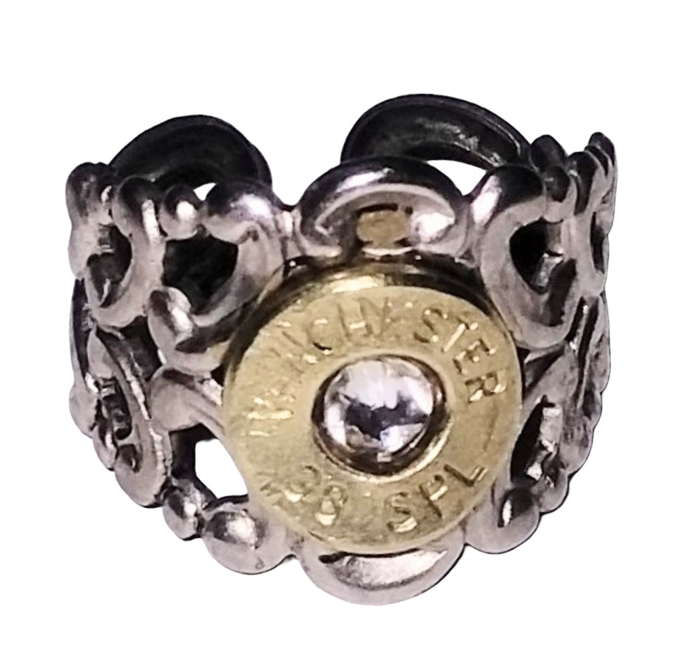 Vtg Winchester 38 Special Bullet End Open Adjustable Filigree Ring